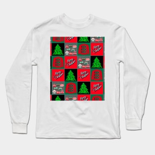 Christmas Squares with Baubles, Christmas Trees and Christmas Jumpers Long Sleeve T-Shirt